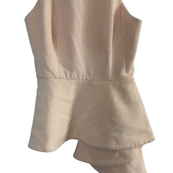 Anthropologie C/MEO COLLECTIVE Asymmetric Ruffle Coral Peach Fools Gold Top - Picture 10 of 14